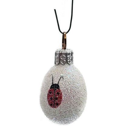 Patricia Breen Miniature Egg Ladybug Single Pearl Red Easter Christmas Ornament