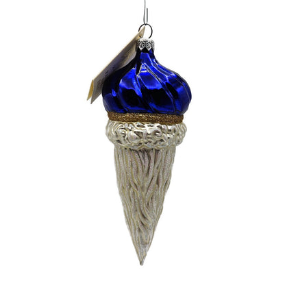 Patricia Breen Minsk Santa Claus Blue Shiny Gold Band Christmas Ornament 9635