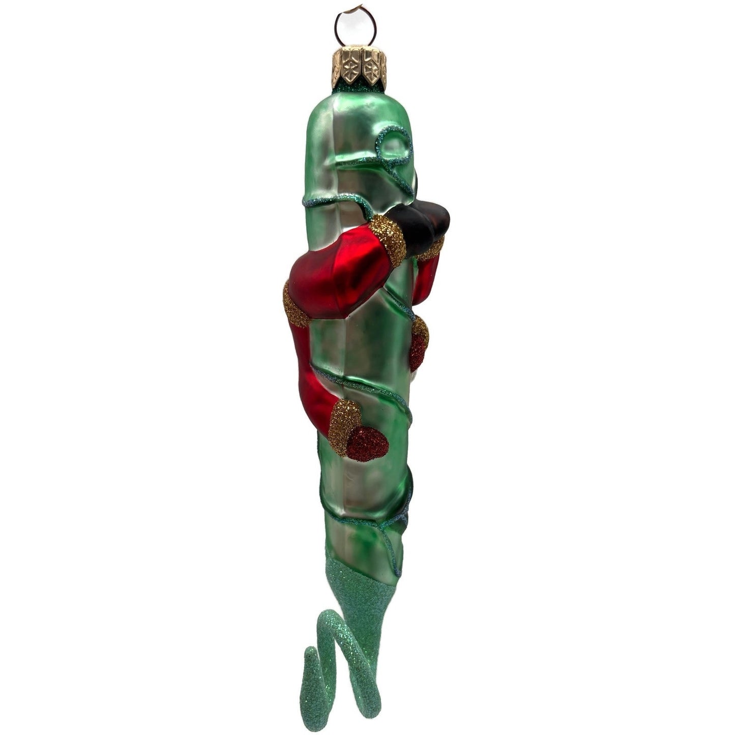 Patricia Breen Santa and the Beanstalk Red Green Matte Christmas Tree Ornament