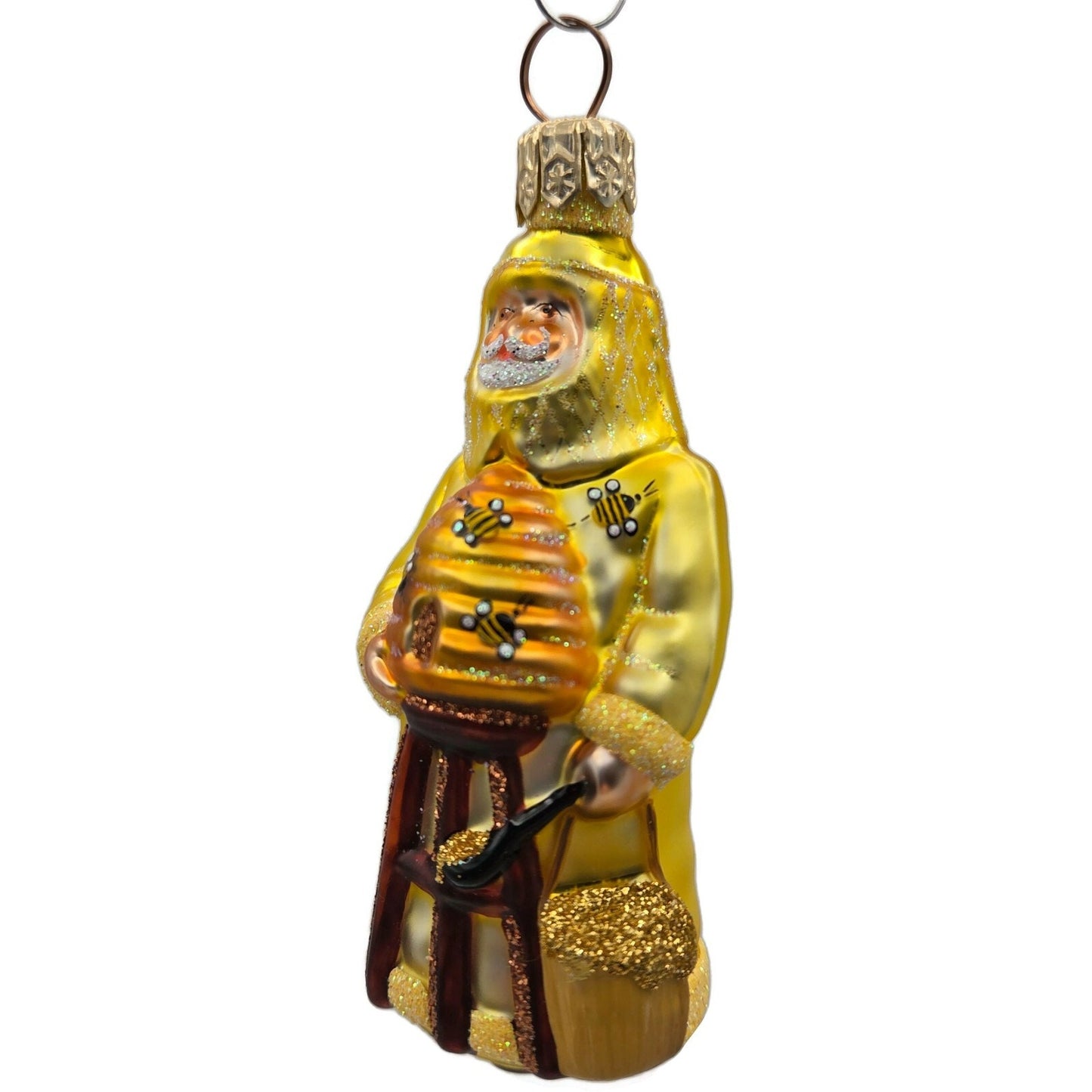 Patricia Breen Miniature Beeskeeping Santa Yellow Spring Christmas Tree Ornament