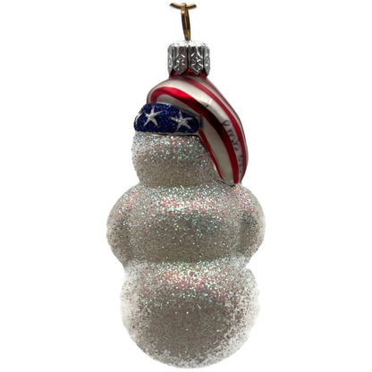 Patricia Breen Loving Snowman Patriotic Star Striped Christmas Tree Ornament