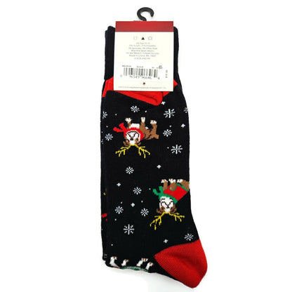 Christmas Socks Bulldog Dog Black Pet Snowflakes Holiday Stocking Stuffers