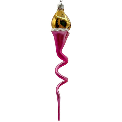 Christopher Radko Clown Snake Pink Gold Jester Spiral Twist Christmas Ornament