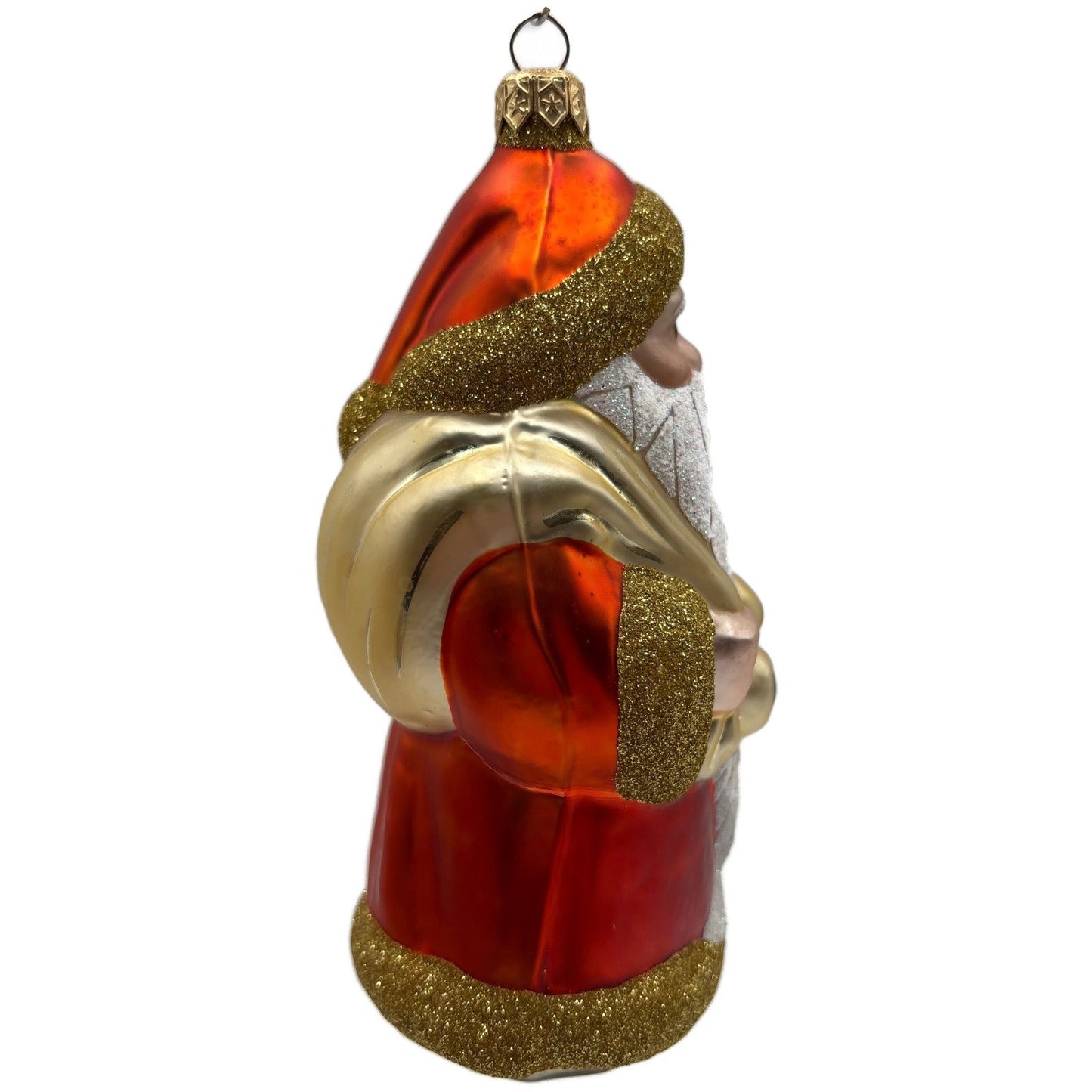 Patricia Breen Santa and Teddy Orange Gold Bear Christmas Tree Ornament
