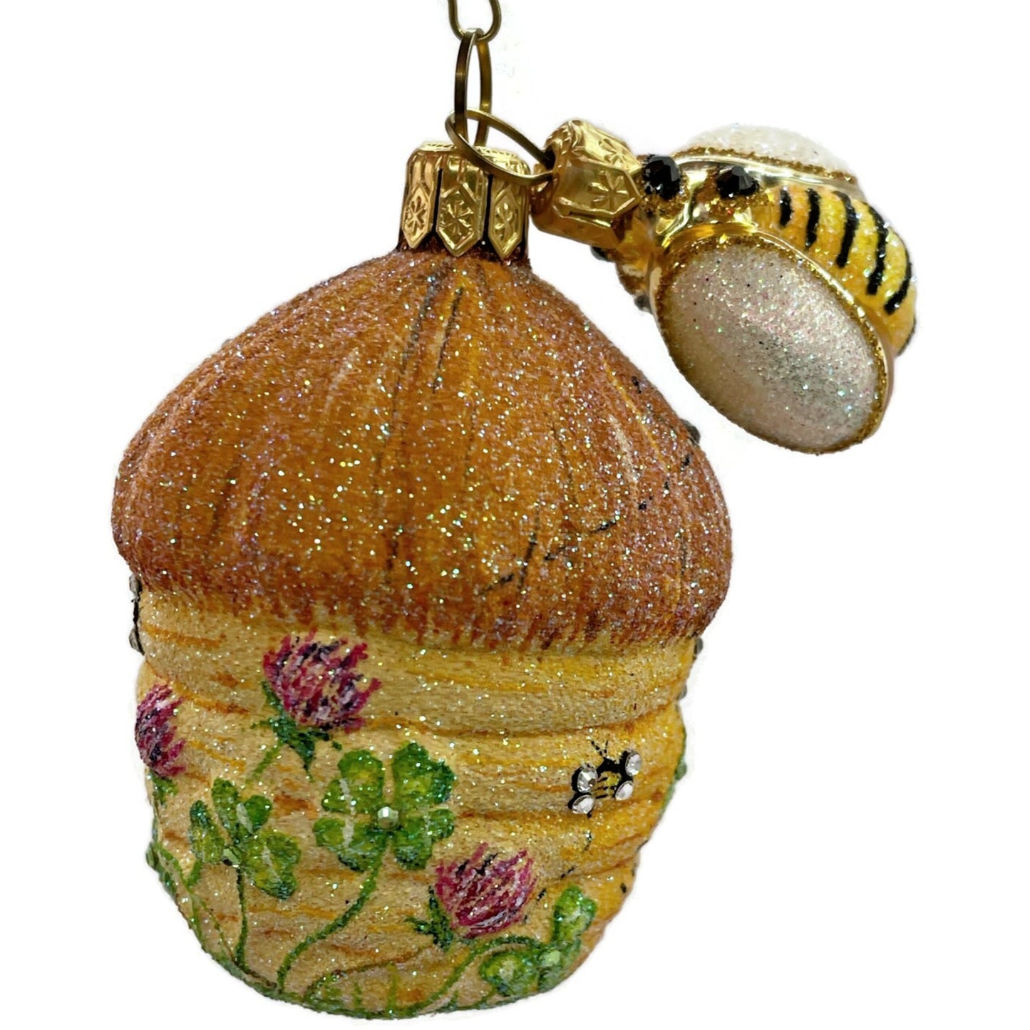 Patricia Breen Clover Beeskep And Bee Glittered Wings Spring Christmas Ornament