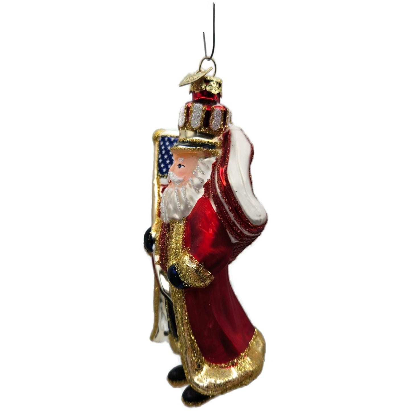 Kurt Adler Noble Gems Patriotic Santa Claus July 4th Glass Christmas Ornament