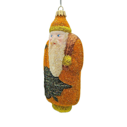 Larry Fraga Santa Claus Orange Black Bats Glittered Fall Christmas Tree Ornament