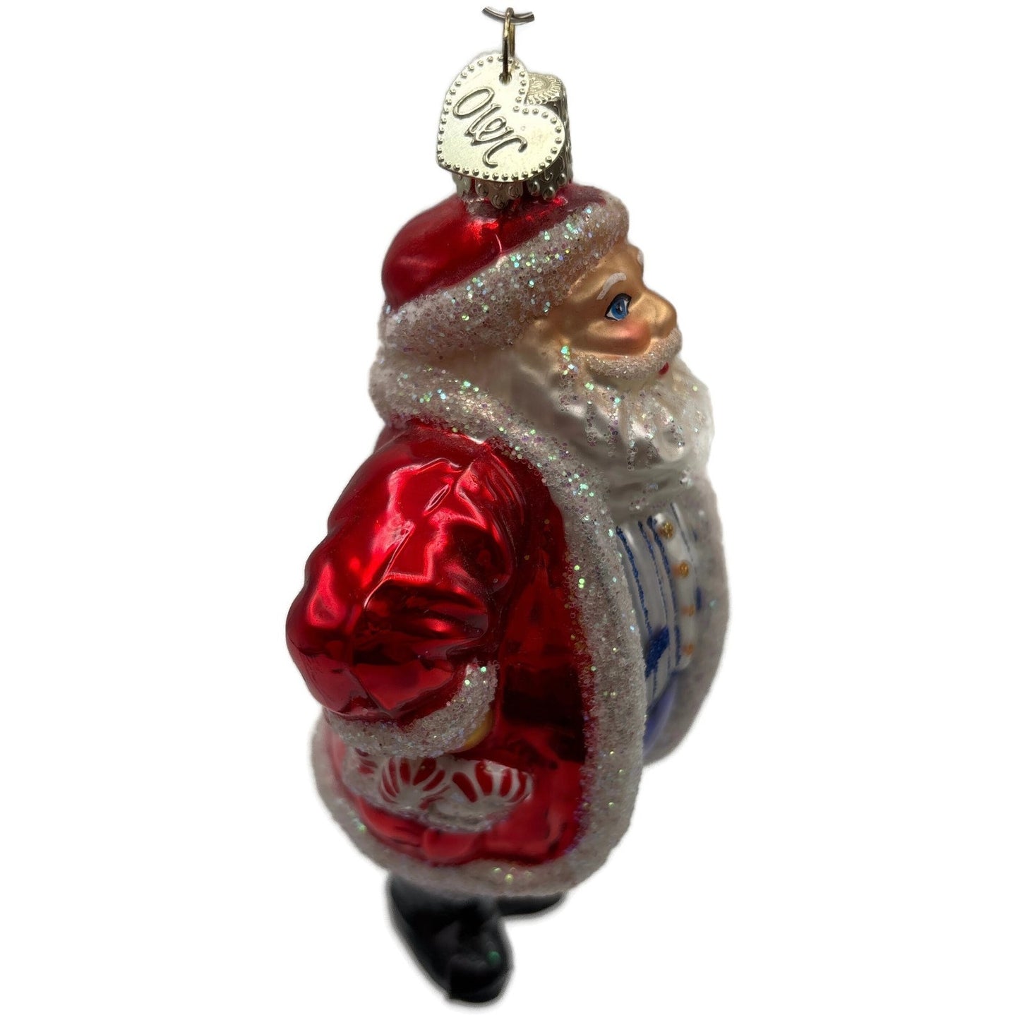Old World Christmas Patriotic Santa Claus Red Glass Merck Family OWC Ornament