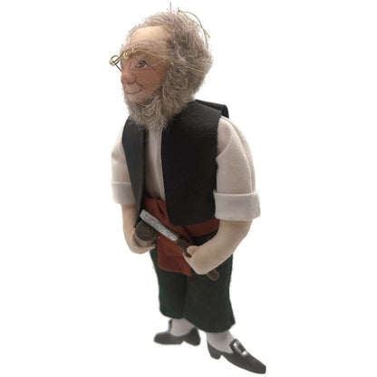 Gladys Boalt Gepetto Pinocchio Black Vest Fabric Christmas Ornament Signed