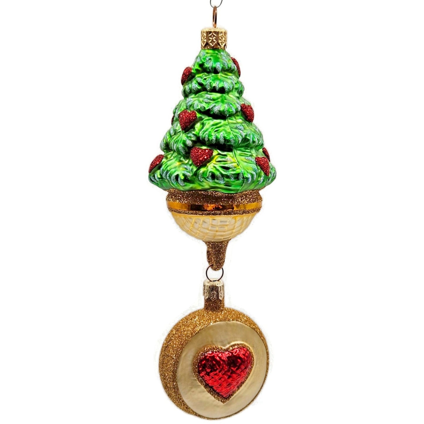 Patricia Breen Five Golden Rings Red Glittered Medallion Christmas Tree Ornament