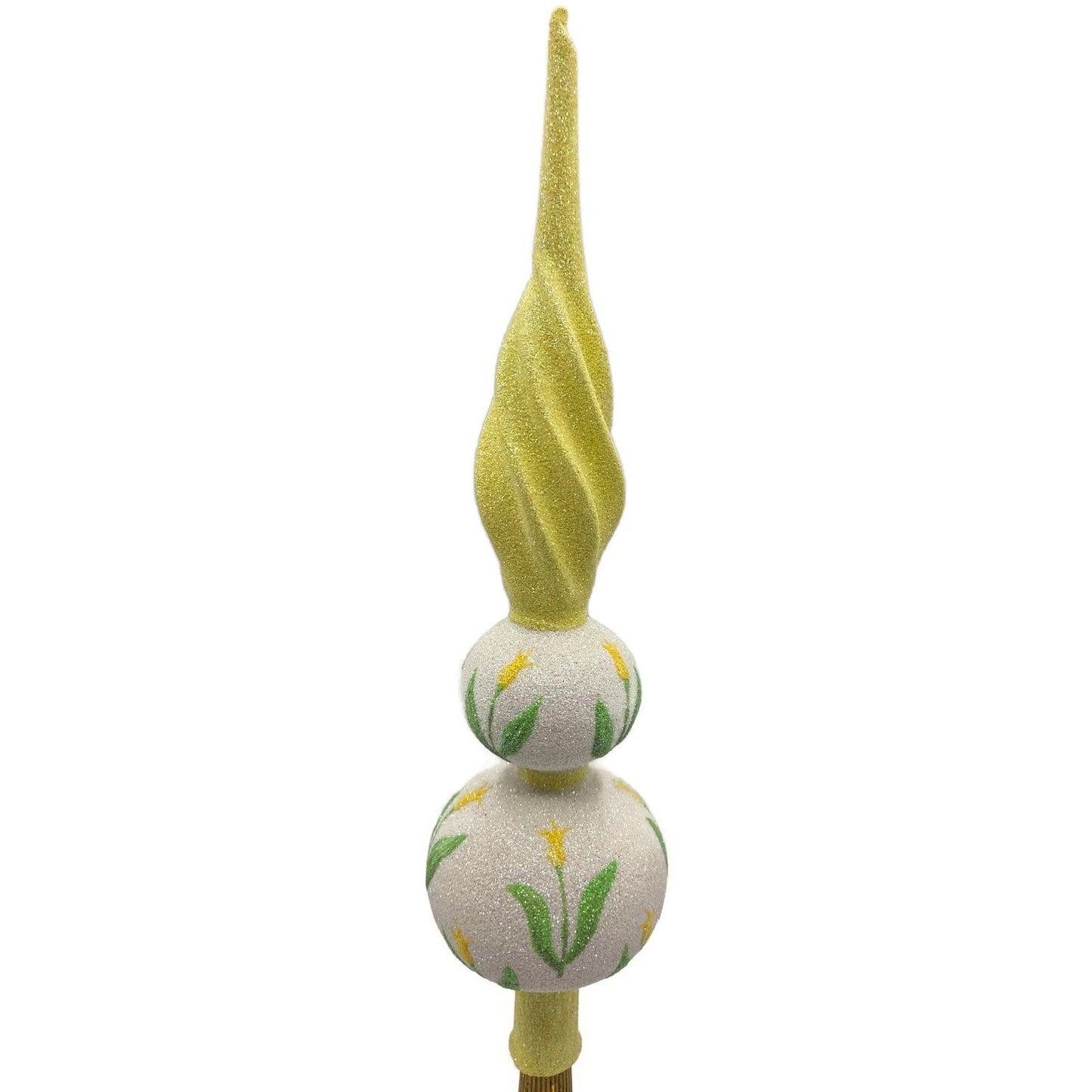 Patricia Breen Miniature Tulip Finial Flowers White Yellow Spring Tree Topper