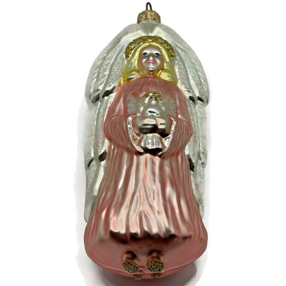 Patricia Breen Angel of Peace Pink Glittered Wings Christmas Tree Ornament 9601