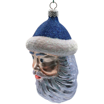 Patricia Breen Blow Ye Winds Blue Hat Santa Claus Head Christmas Tree Ornament