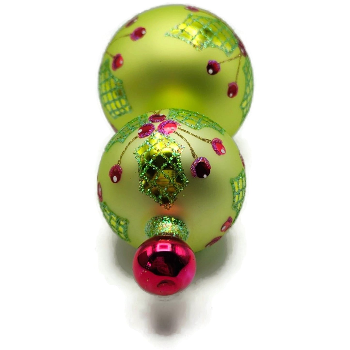 Majesty Glass Boughs of Hollywood Double Lime Green Christmas Tree Ornament