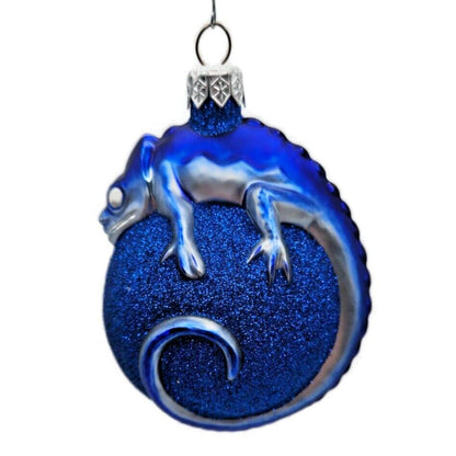 Ornament Patricia Breen Chameleon Blue Glittered Glass Christmas Holiday Tree