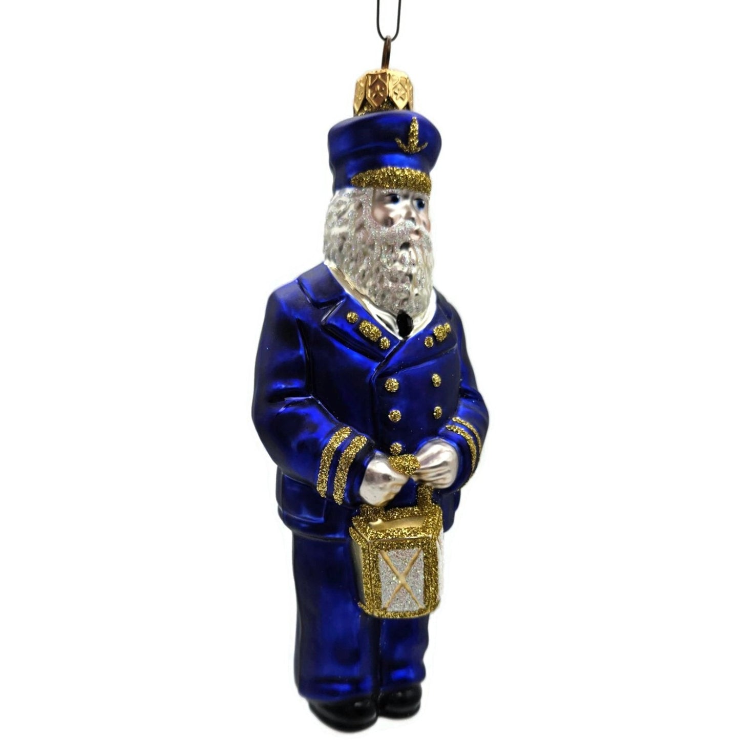 Patricia Breen Lighthouse Keeper Santa Claus Blue Nautical Christmas Ornament