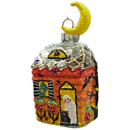 Patricia Breen Creature Cottage Nodding Moon Ghost Glass Halloween Ornament 2560