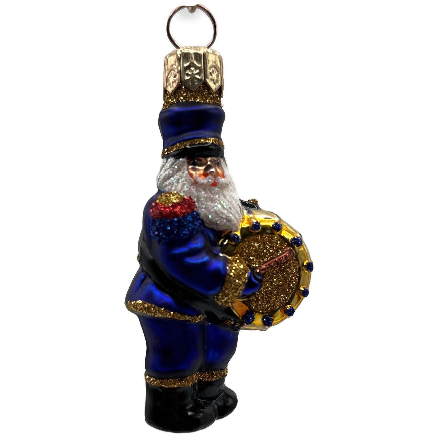 Patricia Breen Drummer Santa Claus Blue Gold Musical Christmas Tree Ornament