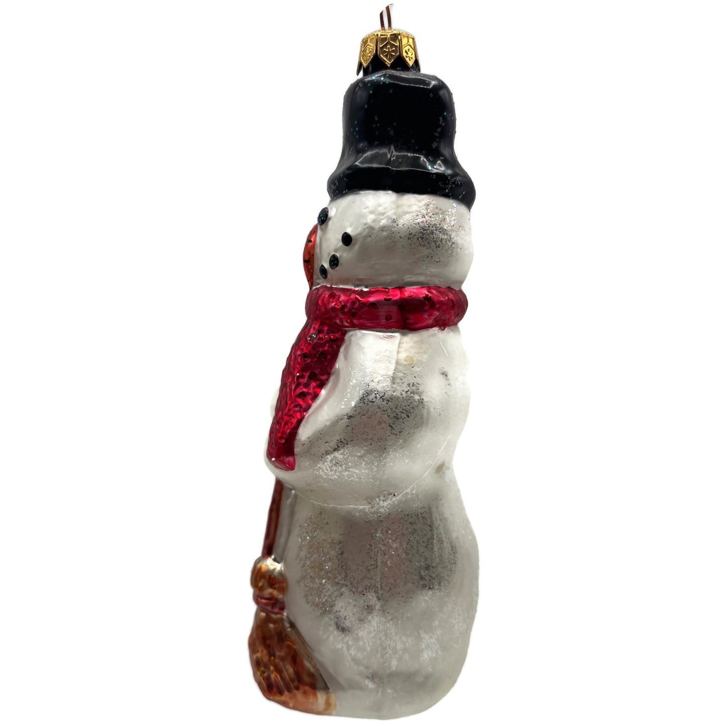 Christopher Radko Holly Jolly Snowman With Broom Christmas Ornament 97-252-0