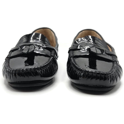 Chanel Black Patent Leather Moccasins Loafers Womens EU 40 / US 10B + Dust Bags