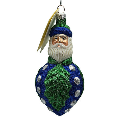 Patricia Breen Hollyberry Santa Claus Blue Green Christmas Holiday Tree Ornament