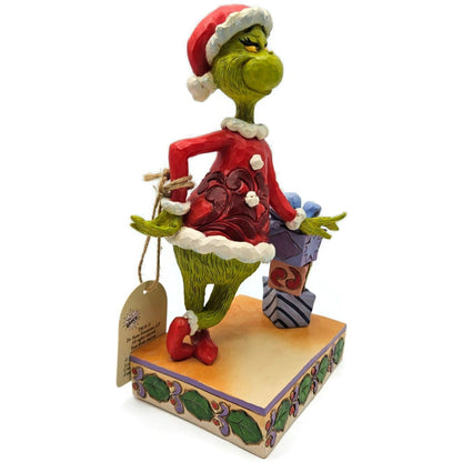 Jim Shore Dr. Seuss Grinch Leaning on Stacked Gifts Enesco Figurine 6015280