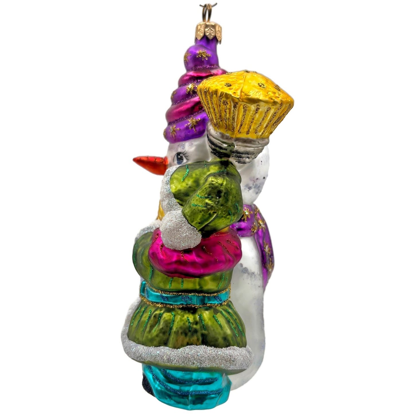 Larry Fraga Love That Snowman Winter Fun Glitter Glass Christmas Tree Ornament