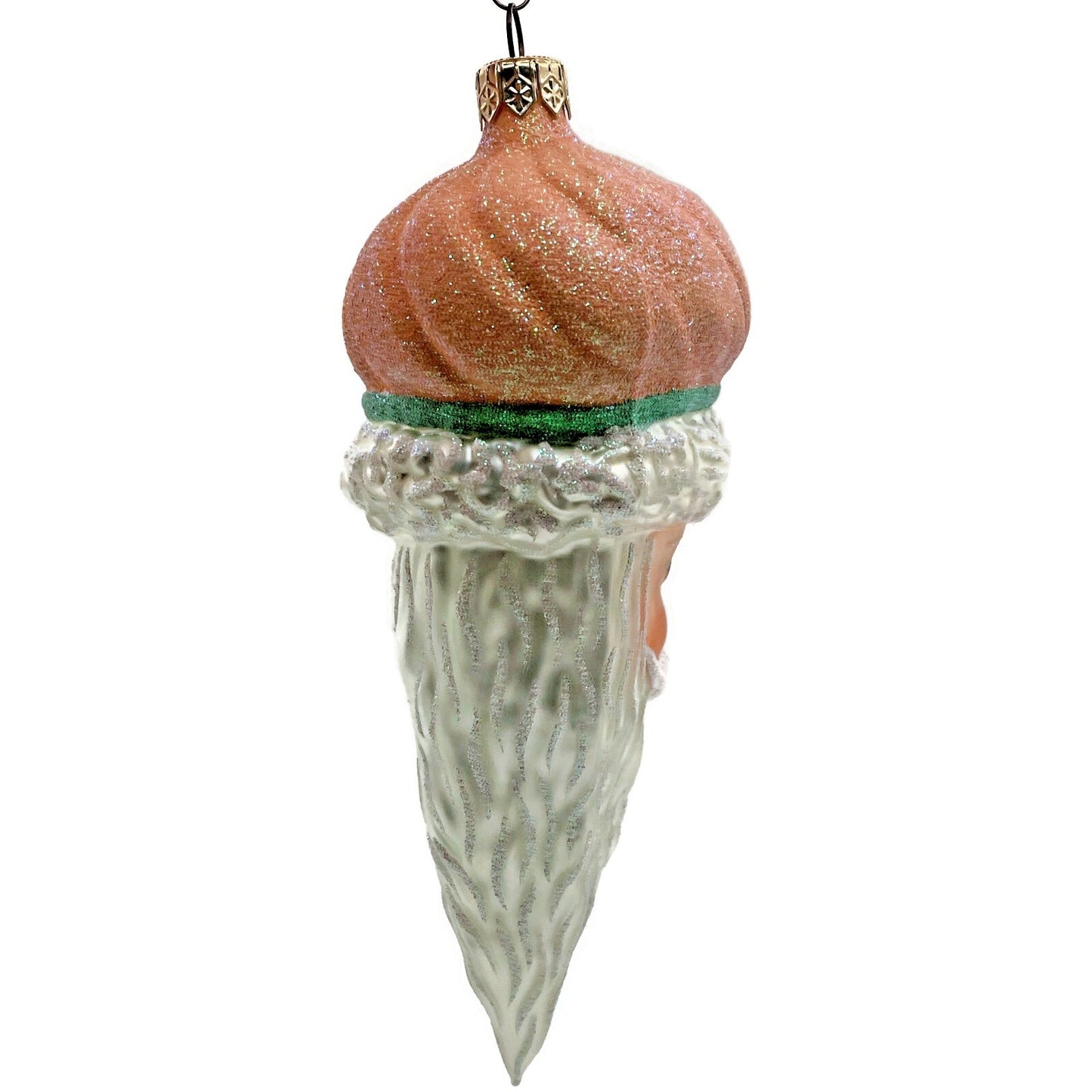 Patricia Breen Minsk Santa Claus Head Tangerine Glitter Christmas Tree Ornament