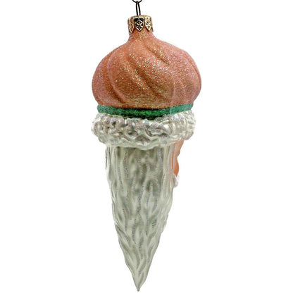 Patricia Breen Minsk Santa Claus Head Tangerine Glitter Christmas Tree Ornament
