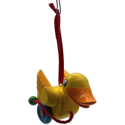 Hallmark Waddles 2001 Duck Pull Toy Wooden Yellow Keepsake Christmas Ornaments