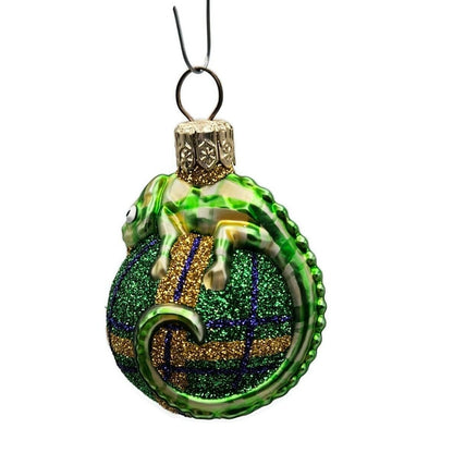 Patricia Breen Miniature Chameleon Plaid Green Christmas Holiday Tree Ornament