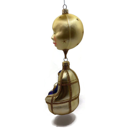 Patricia Breen Checking His List Gold Santa Blue Coat Christmas Ornament 9806