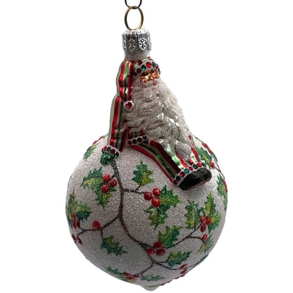 Patricia Breen Steadfast Santa Holly Red Striped Christmas Holiday Tree Ornament