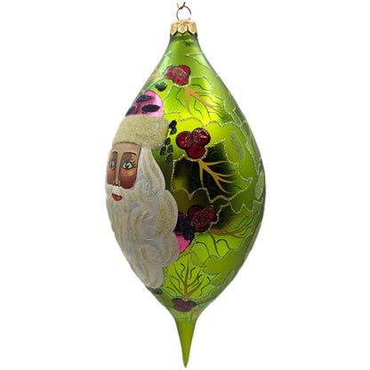 Christopher Radko Regency Santa Portraits Series Green Drop Christmas Ornament