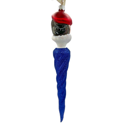 Patricia Breen French Twist Blue Glittered Icicle Red Hat Christmas Ornament