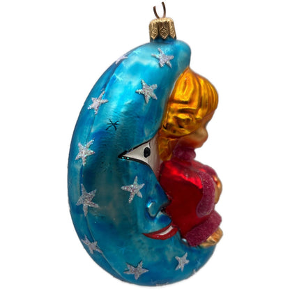 Christopher Radko Watch Over Me Blue Moon Stars Christmas Tree Ornament 97-SP-26