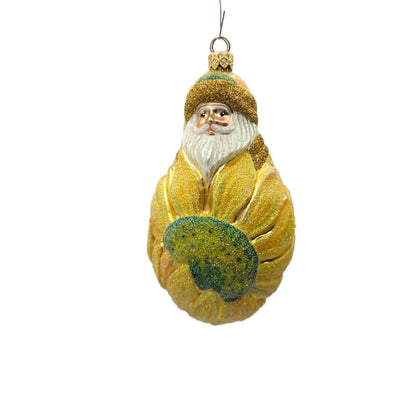 Patricia Breen Sunflower Santa Claus Yellow Floral Spring Christmas Ornament