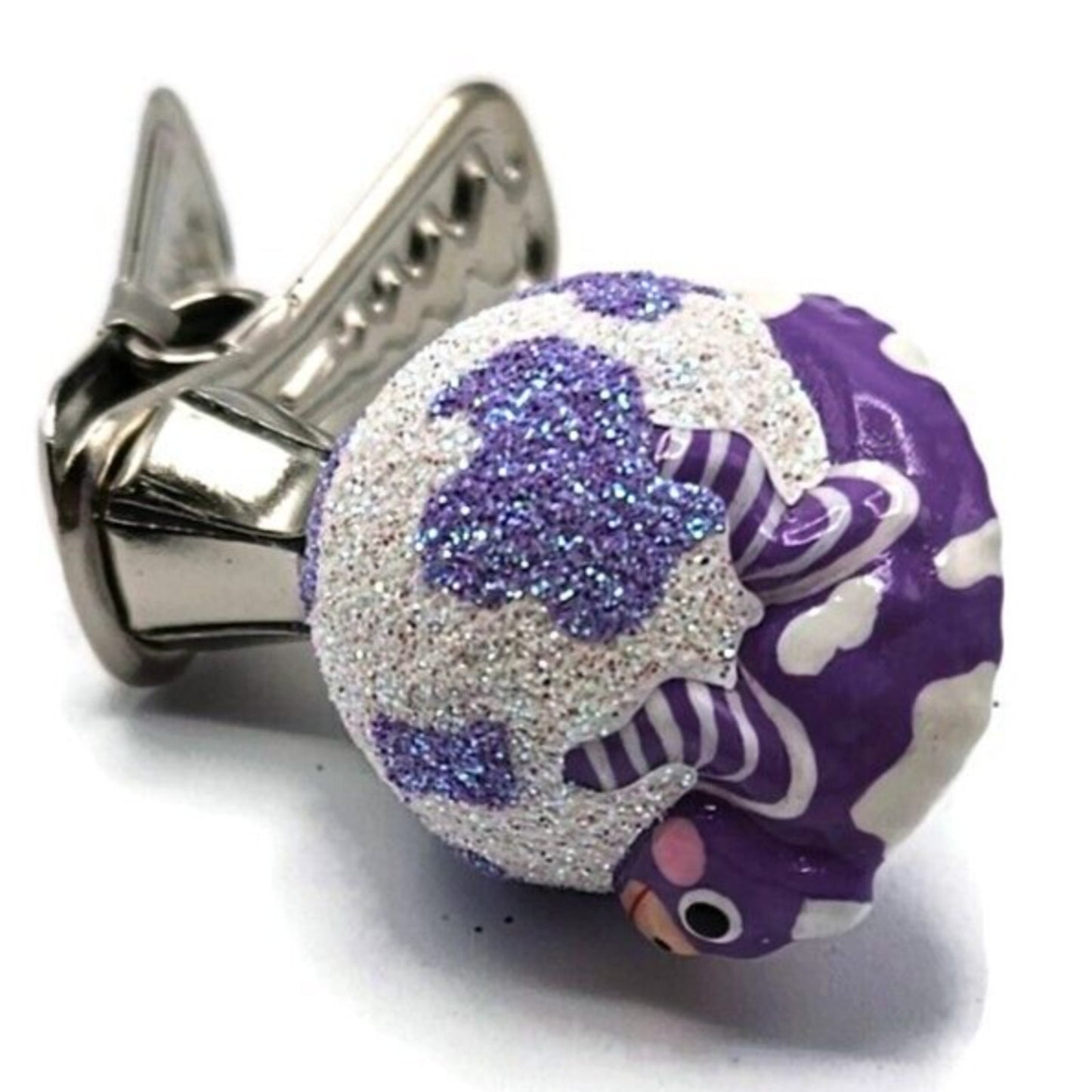 Patricia Breen Ultra Miniature Chameleon Cow Violet Clip On Christmas Ornament