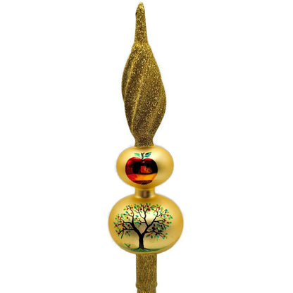Patricia Breen Orchard Finial Glittered Leaves Apple Christmas Tree Topper 9794
