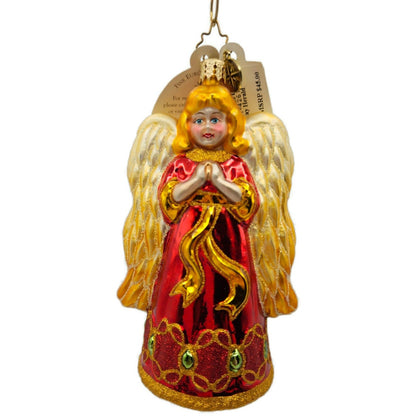 Christopher Radko Holiday Herald Angel Ornament 1015108 Red Gold Wings Christmas