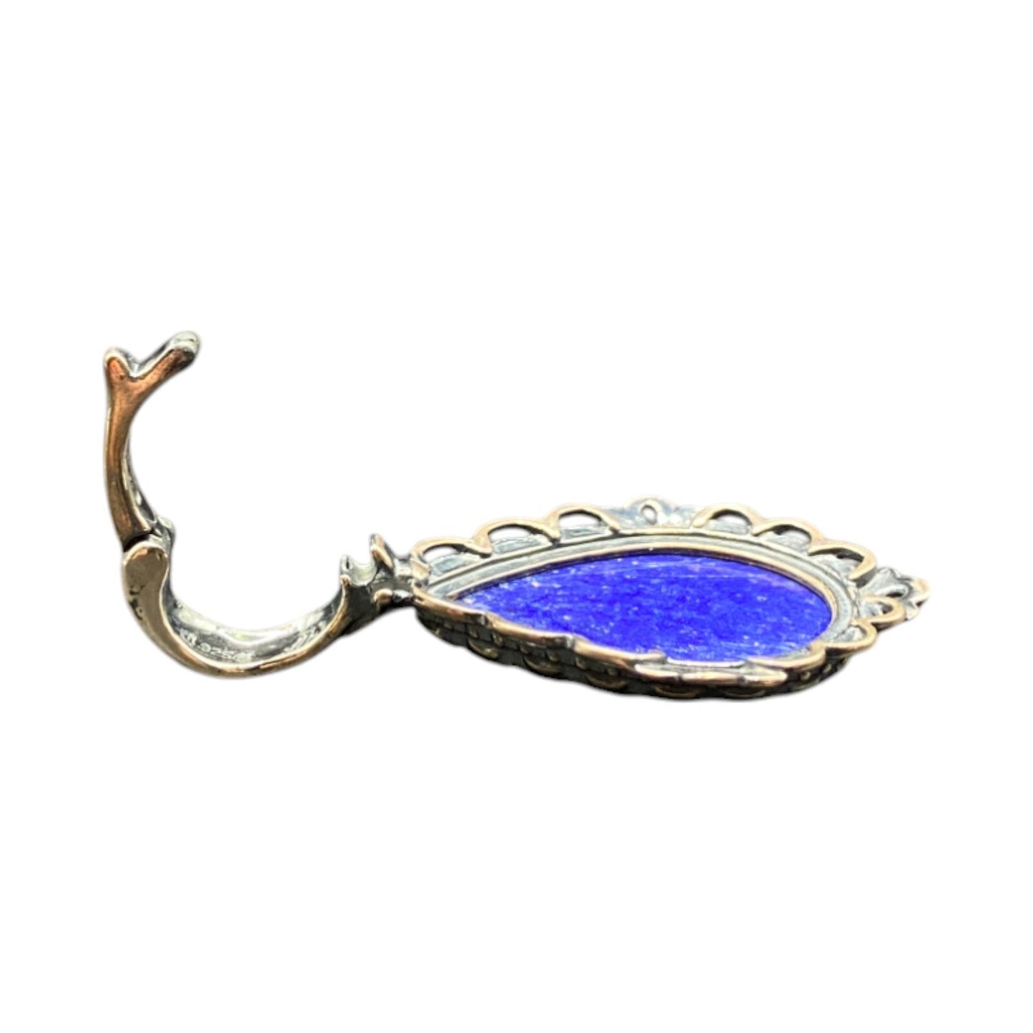 Carolyn Pollack Carved Lapis Lazuli Pear Shaped Pendant 925 Sterling Silver