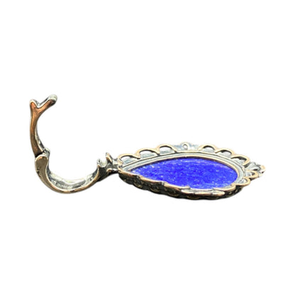 Carolyn Pollack Carved Lapis Lazuli Pear Shaped Pendant 925 Sterling Silver