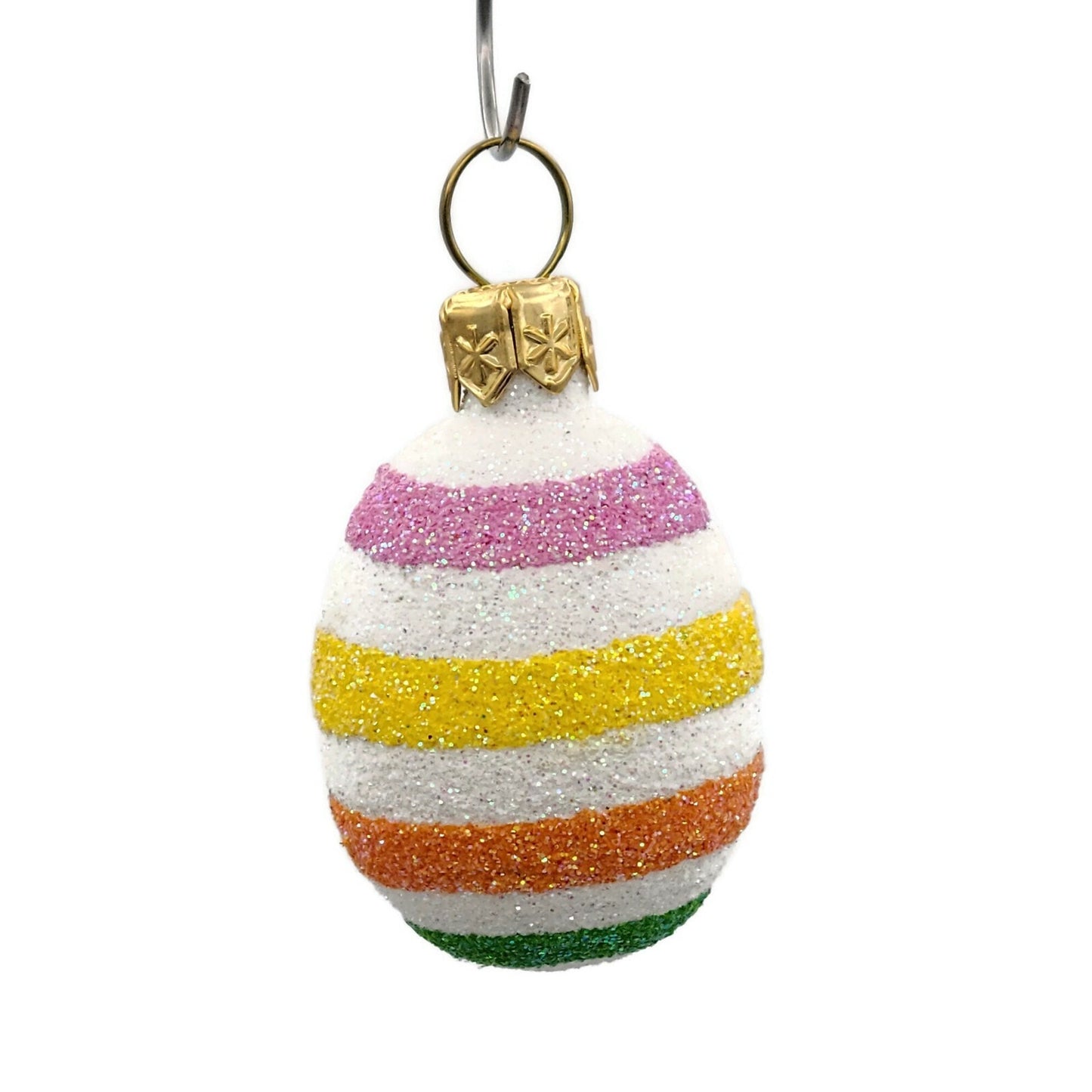 Patricia Breen Miniature Egg Spring Stripes Glass Easter Christmas Ornament 2629