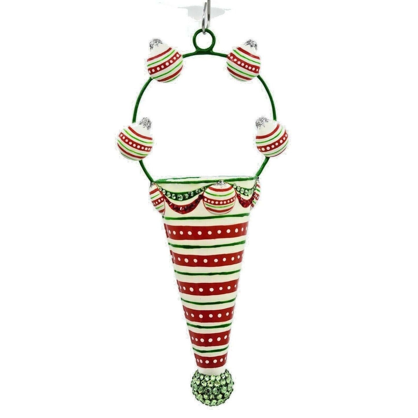 Patricia Breen Winter Cornucopia Horizontal Stripes Christmas Holiday Ornament