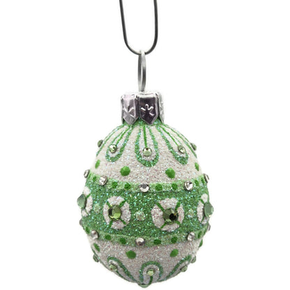 Patricia Breen Miniature Egg Zakopane Green White Swarovski Easter Tree Ornament