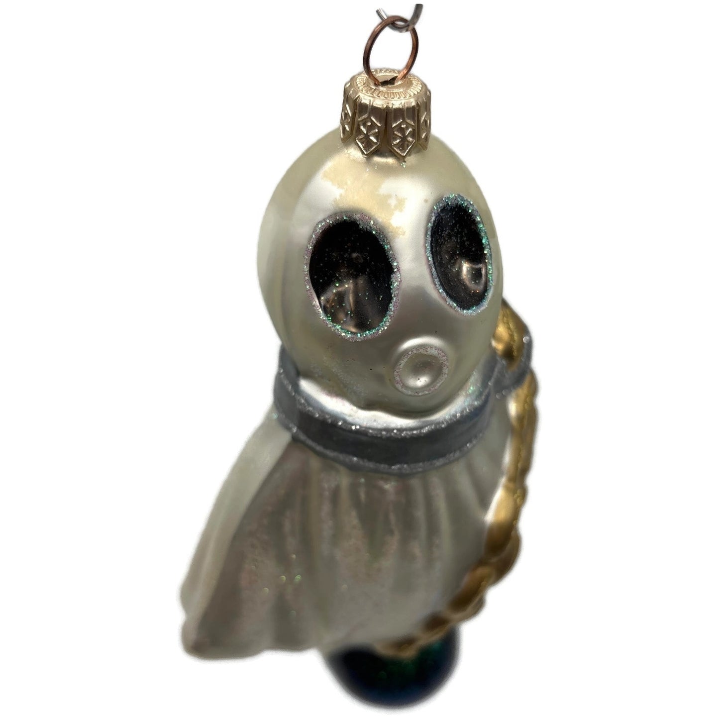 Halloween Ghost Ball Chain White Gold Christmas Ornament Kurt Adler Polonaise