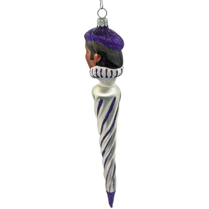 Patricia Breen French Twist Pearl Purple Stripe Glittered Tip Christmas Ornament