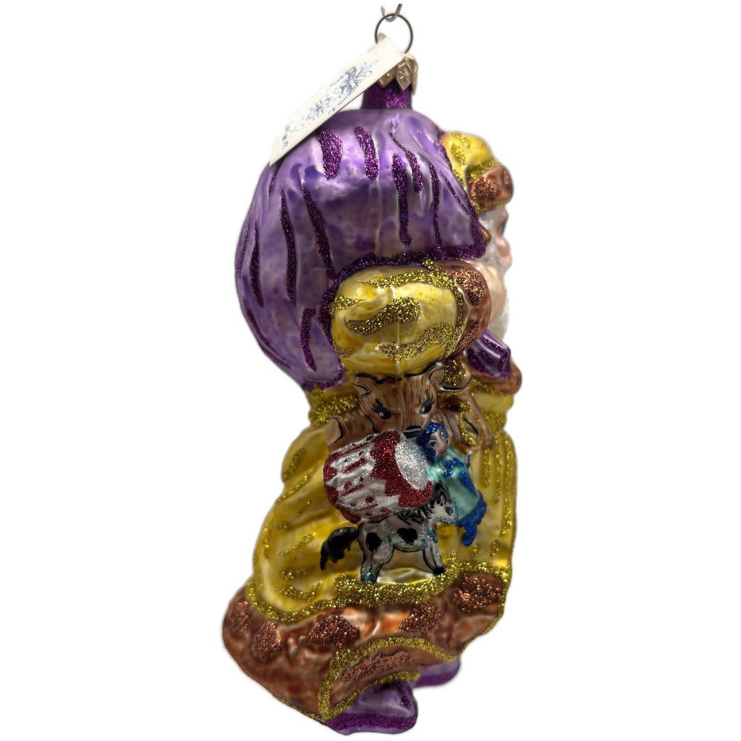 Larry Fraga Magical Santa Claus Yellow Glitter Series Christmas Tree Ornament