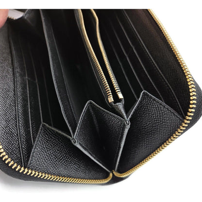 Dolce & Gabbana Black Leather Gold Zip Around Wallet Nutcracker King Stars Royal