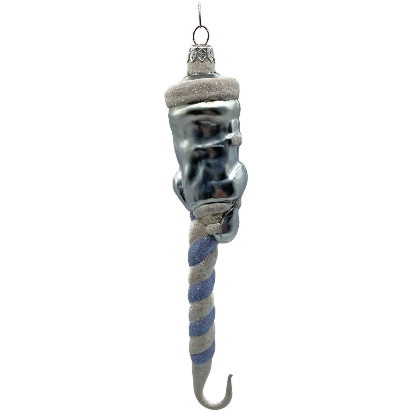 Patricia Breen Peppermint Santa Claus Light Blue Striped Christmas Ornament AIC